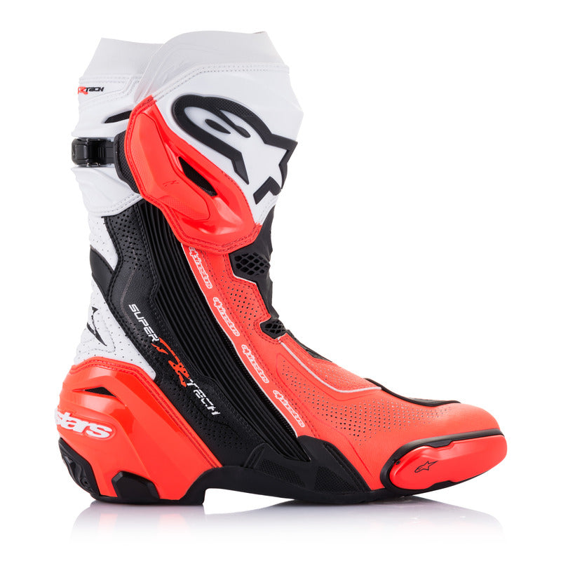 Alpinestars Supertech R V2 Vented Motorcycle Boots - Black/White Fluro/Red