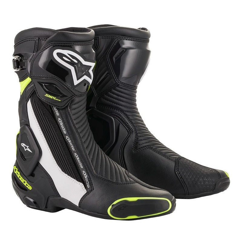 Alpinestars SMX Plus v2 Motorcycle Boots - Black/White/Fluro/Yellow