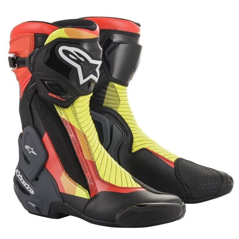 Alpinestars SMX Plus V2 Motorcycle Boots - Black Fluro/Red Fluro/Yellow