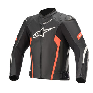 Alpinestars Faster V2 Airflow Leather Motorcycle Jacket - Black/Fluro Red