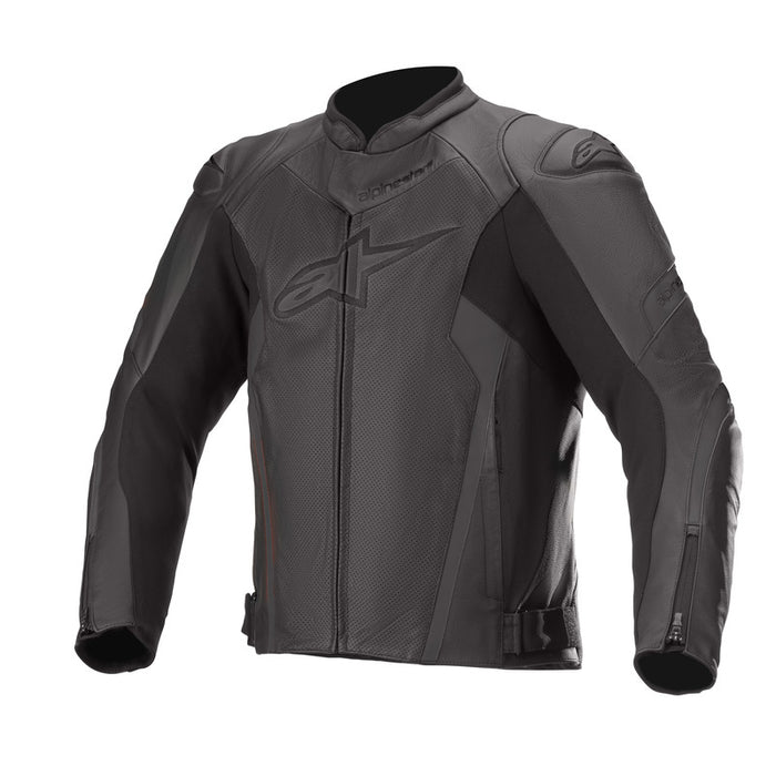 Alpinestars Faster V2 Airflow Leather Motorcycle Jacket - Black/Black