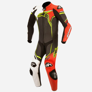 Alpinestars GP Plus V2 1-Piece Motorcycle Leather Suit - Black/White/Fluro Yellow/Fluro Red