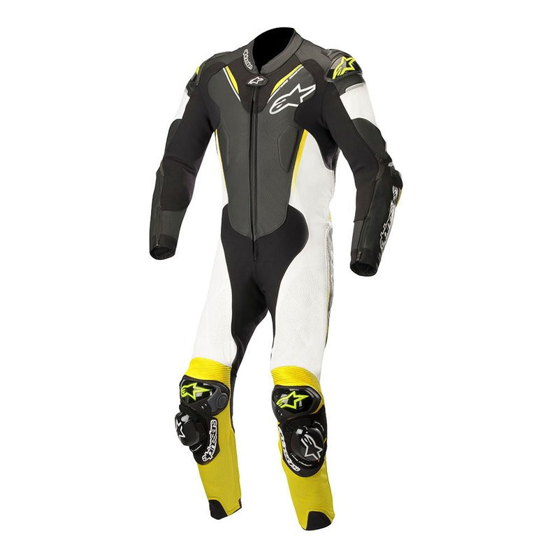 Alpinestars Atem V3 1-Piece Motorcycle Leather Suit - Black/White/Fluro Yellow