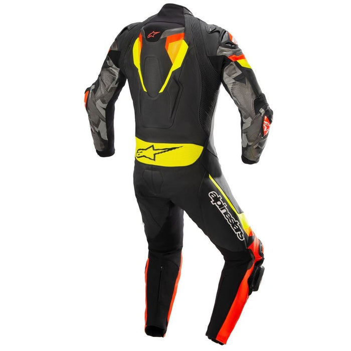 Alpinestars Atem V4 Leather 1 Piece Motorcycle Suit - Black/Red/Fluro Yellow