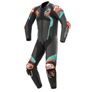 Alpinestars Atem V4 Leather 1 Piece Motorcycle Suit - Black/Petrol/Flurored