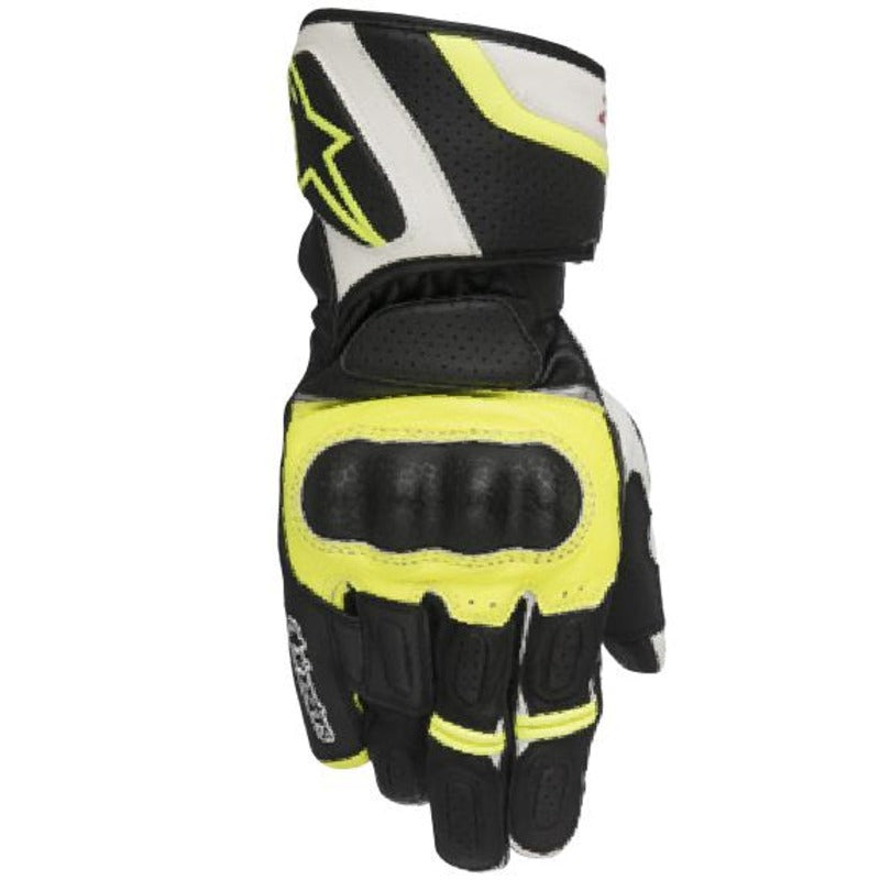 Alpinestars SPZ Drystar Motorcycle Gloves - Black/White/Fluro Yellow