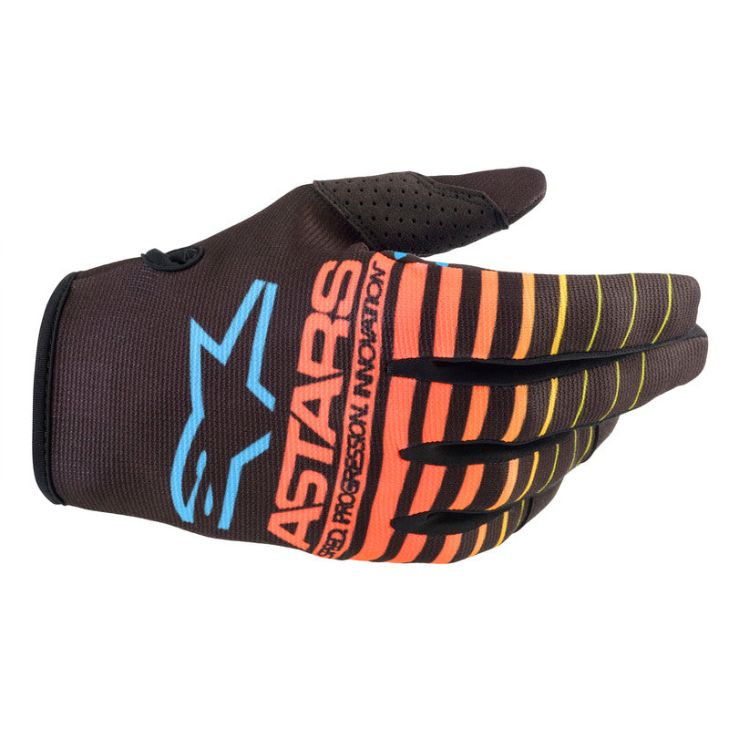 Alpinestars 2022 Youth Radar Gloves  - Black/Fluro Yellow/Coral