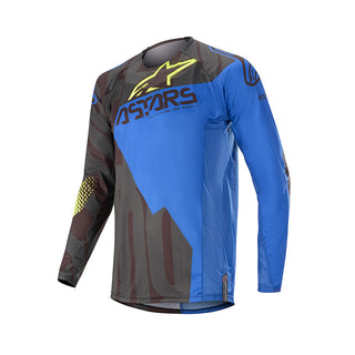 Alpinestars 2020 Techstar Factory Motocross Jersey - Black/Dark Blue/Fluro Yellow