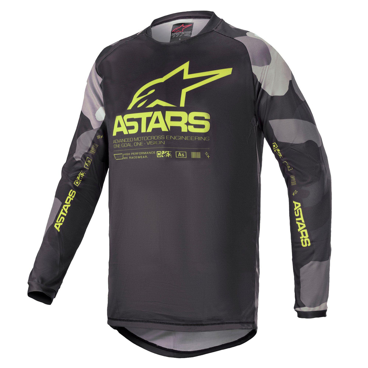 Alpinestars Racer Tactical Youth Motorcycle Jersey - Camo/Grey/Yellow