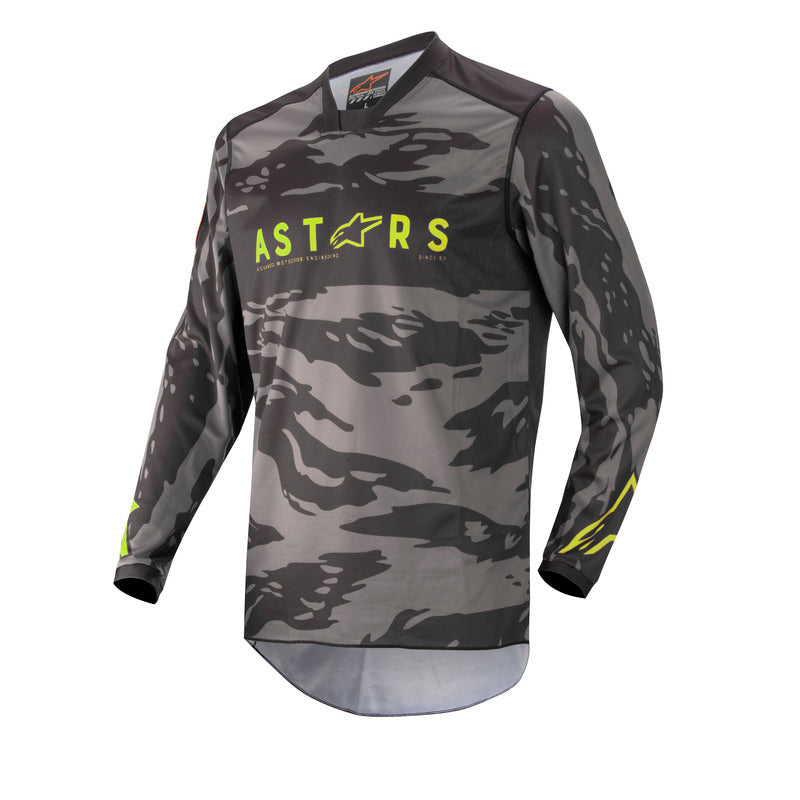 Alpinestars 2022 Youth Racer Tactical Jersey - Black Grey Camo Yellow Fluo