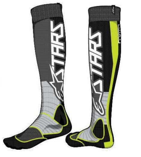 Alpinestars Mx Pro Dirt Bike Long Motocross Socks - Cool Gray/Yellow Fluo