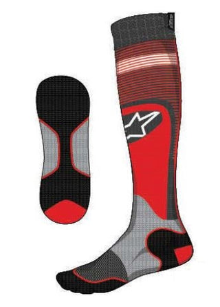 Alpinestars Mx Plus-1 Dirt Bike Long Motocross Socks - Red/Cool Grey