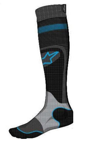 Alpinestars Mx Plus-1 Dirt Bike Long Motocross Socks - Black Cyan