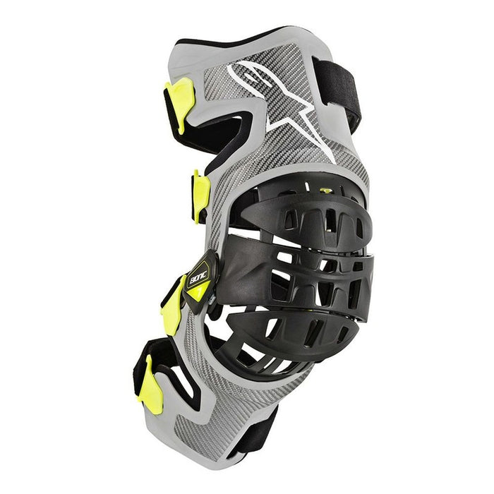 Alpinestars Bionic-7 MX Motocross Offroad Knee Brace - Silver/Fluro Yellow