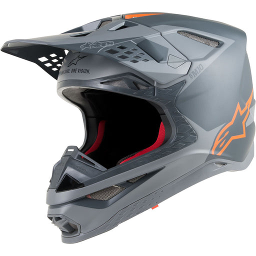 Alpinestars Supertech S-M10 Carbon Grey/Fluro Orange Helmet ECE 22.05 - MotoHeaven