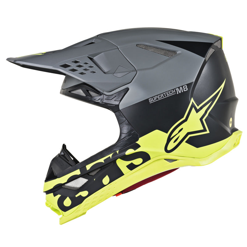 Alpinestars MX 2019 S-M8 Radium Motocross Helmet - Black/Fluro/Grey - MotoHeaven