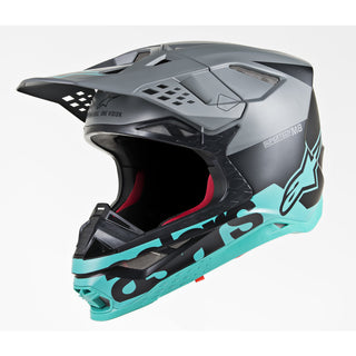 Alpinestars MX 2019 S-M8 Radium Motocross Helmet - Black/Teal/Grey - MotoHeaven