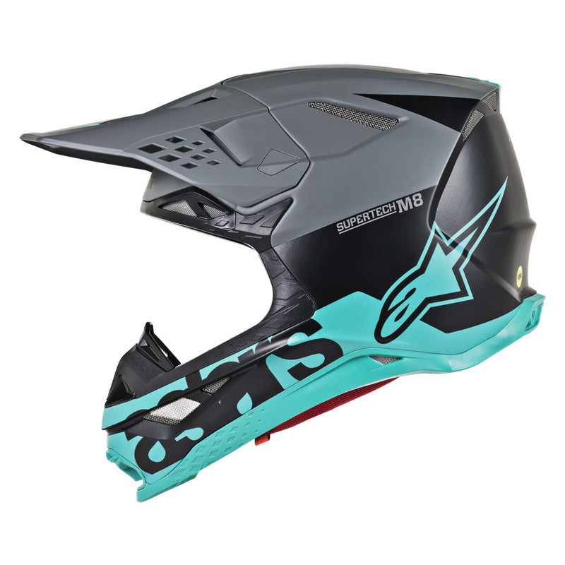 Alpinestars MX 2019 S-M8 Radium Motocross Helmet - Black/Teal/Grey - MotoHeaven