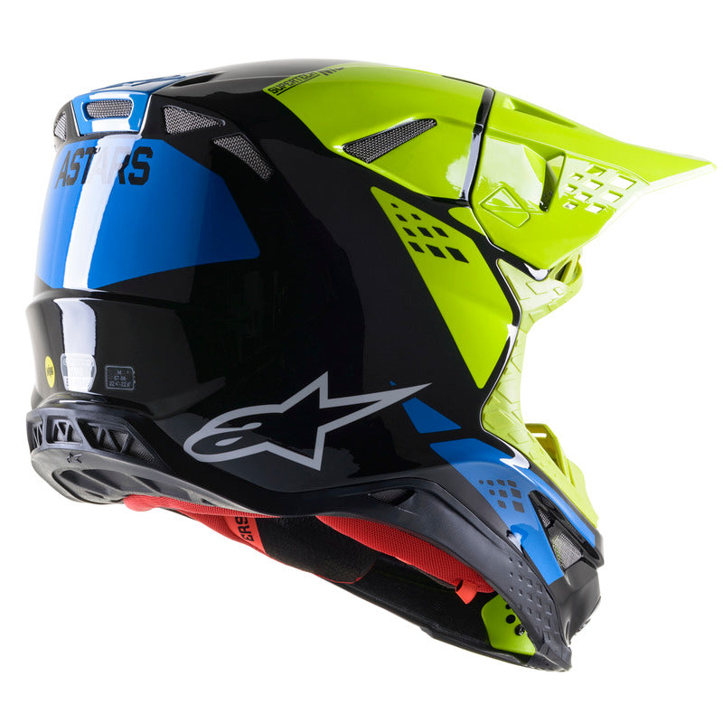 Alpinestars SM8 Factory Helmet - Black/Fluro Yellow/Blue
