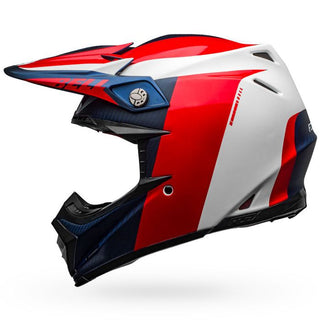 Bell Moto-9 Flex Division Motorcycle Helmet - Matte/Gloss/White/Blue/Red