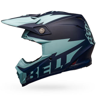 Bell Moto-9 Flex Breakaway Motorcycle Helmet - Matte Navy/Light Blue