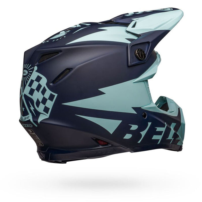 Bell Moto-9 Flex Breakaway Motorcycle Helmet - Matte Navy/Light Blue
