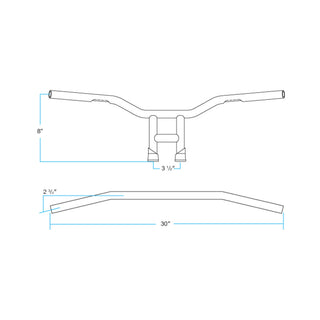 Biltwell Tyson XL Slotted Handlebars 8" - Chrome