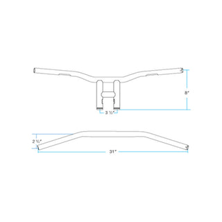 Biltwell Tyson XL Slotted Handlebars 8" - Black