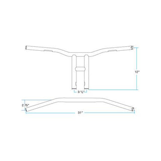 Biltwell Tyson Xl Slotted Motorcycle Handlebars 12" - Chrome