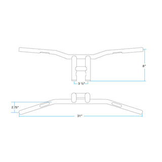 Biltwell Tyson XL Pullback Slotted Handlebars 8" - Chrome