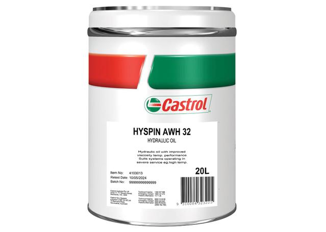 Castrol Hyspin Awh 32 Hydraulic Oil 20 Litre 4103013