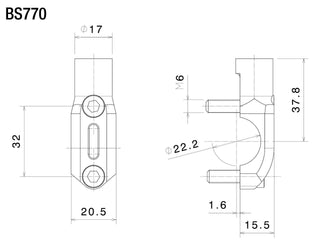 Rizoma Universal Mirror Adapter - Mirror Bracket For Ø 22 mm Handlebar - Black