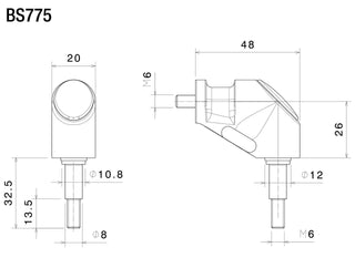 Rizoma Side Mount Mirror Adapter Black for Yamaha T-Max 500 08-11/T-Max 530 12-20