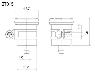 Rizoma Piston Rear Brake Fluid Reservoir 20 ML For BMW/Ducati/Honda/Kawasaki/KTM/Suzuki/Triumph/Yamaha - Fire Gold