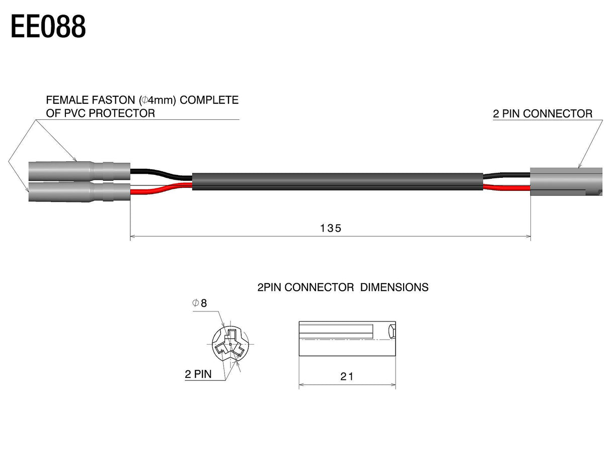 Rizoma Indicators Cable Kit For Yamaha MT/FZ-07/MT-09 Tracer/FJ-09/XJR1300/XSR700/XSR900/XV950R/YZF-R1/YZF-R6 EE088H