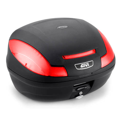 GIVI Monolock 47 Litre Top Bag Cases With Universal Mouting Plate - Black/Red