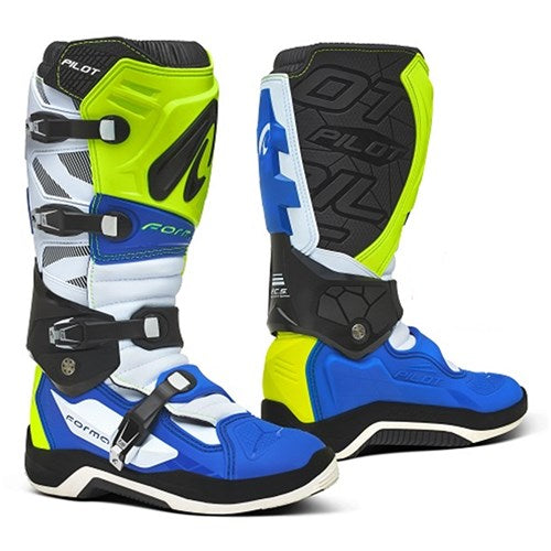 Forma Pilot Off Road Motorcycle Boots - Flo Yellow/White/Blue