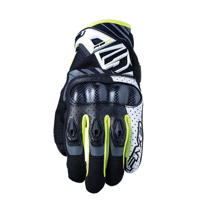 Five RS-C Motorcycle Gloves - White/Fluro