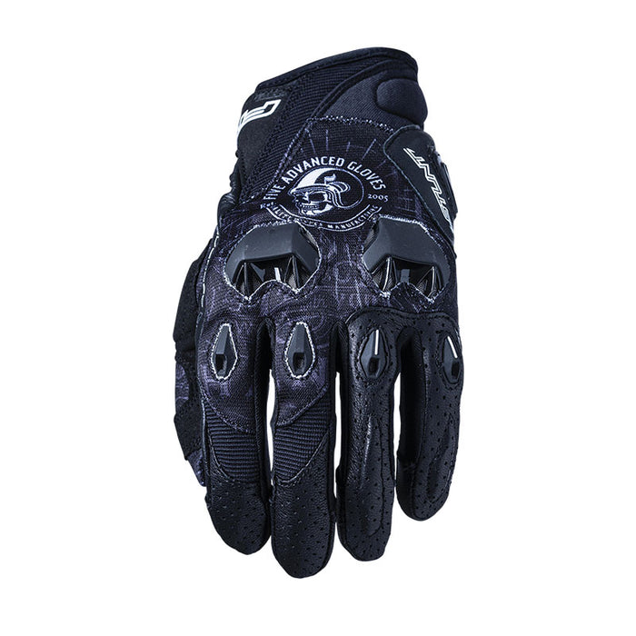 Five Stunt EVO Skull Motorcycle Gloves - Black