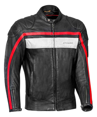 Ixon Pioneer Leather Jacket - Black/White/Red