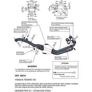 LV Head Pipes Stainless Ténéré 700 '19> (Orig. & LV Exhaust) (Orig. Skid Plate, Engine Guard, C Stand, Pann)