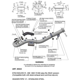 LV Head Pipes Stainless 690 Enduro / 690 SMC '19> (Stock Or LV Exhaust)