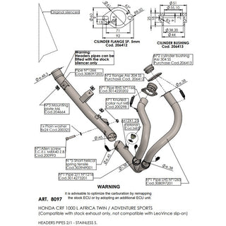 LV Head Pipes Stainless Crf 1000 L Af Twin / Adv Sprt '18>'19 (Only With Orig. Exhaust)