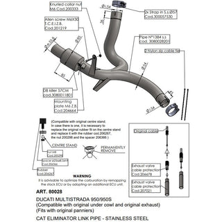 LV Link Pipe (Cat Elim.) Stainless M'Strada 950/S '21> (Comp W Orig. Exhaust, Pann, Under Cowl)