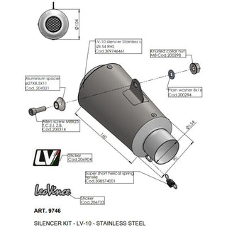 LV Uni Lv 10 Muffler Kit Stainless 54mm For Bajaj Pulsar RS200