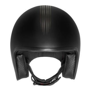 Dririder Base Motorcycle Open Face Road Helmet - Bones Matte Black No Studs