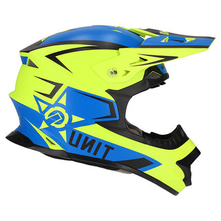 M2R Exo Unit Protech Pc-2F Helmet - Matt Blue/Hi-Vis Yellow