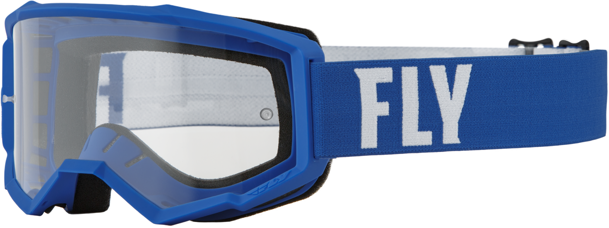 Fly Racing Focus Motorcycle Goggles With Clear Lens - Blue/White