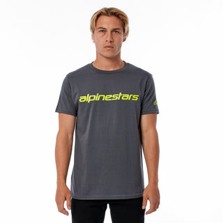 Alpinestars Linear Wordmark Tee - Charcoal/Fluro Yellow
