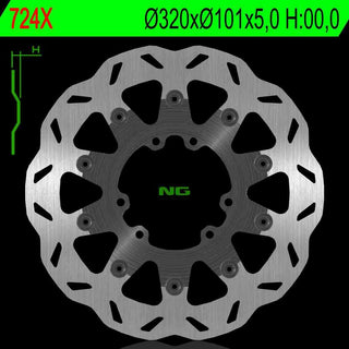 NG Premium Brake Rotor 320mm Wave type NG724X